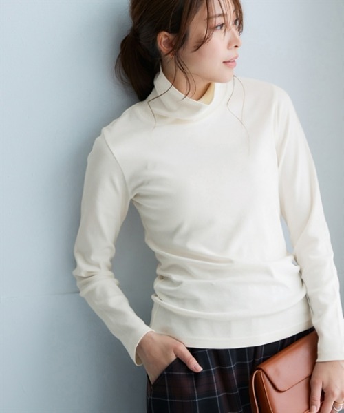 UVカット綿100％フライス素材タートルネックTシャツ（Tシャツ