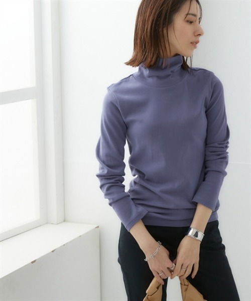 nissen（ニッセン）の「ＵＶカット綿１００％フライス素材タートルネックTシャツ（Tシャツ/カットソー・レディース・ブラック/ブルー/オフホワイト/ワイン/ライトグレー/グリーン/チャコール・M/S/LL/L）」の22枚目の写真