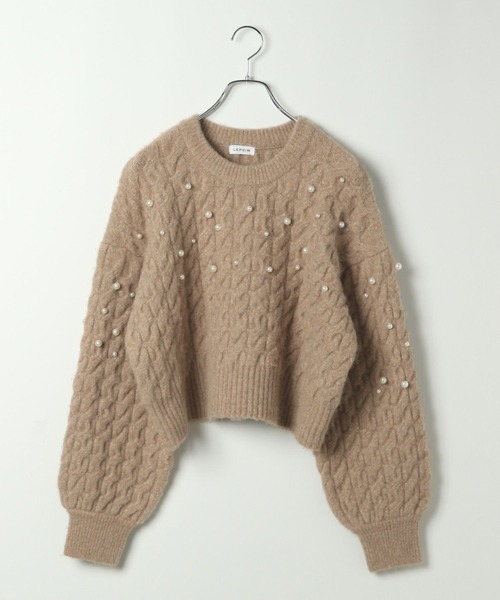 セール】5ゲージパールビジュープルオーバー 248638（ニット/セーター
