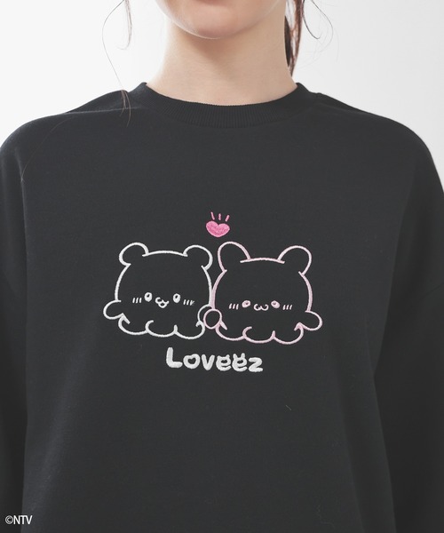 Honeys(ハニーズ)の「らぶいーず/ゆるトップス(スウェット・レディース・サックスブルー/アイボリー/ピンク/ブラック・S/L/M)」の2枚目の写真