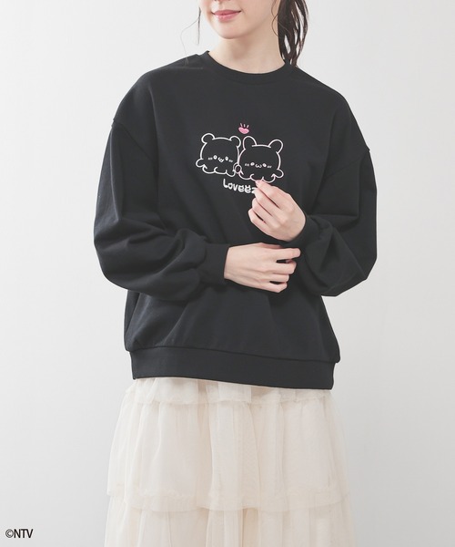 Honeys(ハニーズ)の「らぶいーず/ゆるトップス(スウェット・レディース・サックスブルー/アイボリー/ピンク/ブラック・S/L/M)」の11枚目の写真