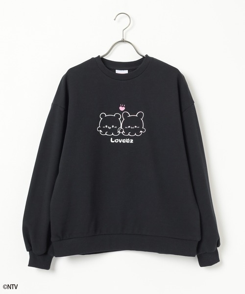 Honeys(ハニーズ)の「らぶいーず/ゆるトップス(スウェット・レディース・サックスブルー/アイボリー/ピンク/ブラック・S/L/M)」の12枚目の写真