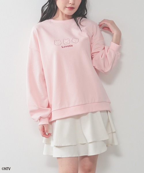 Honeys(ハニーズ)の「らぶいーず/ゆるトップス(スウェット・レディース・サックスブルー/アイボリー/ピンク/ブラック・S/L/M)」の18枚目の写真