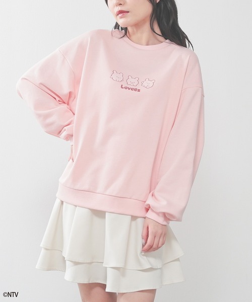 Honeys(ハニーズ)の「らぶいーず/ゆるトップス(スウェット・レディース・サックスブルー/アイボリー/ピンク/ブラック・S/L/M)」の20枚目の写真