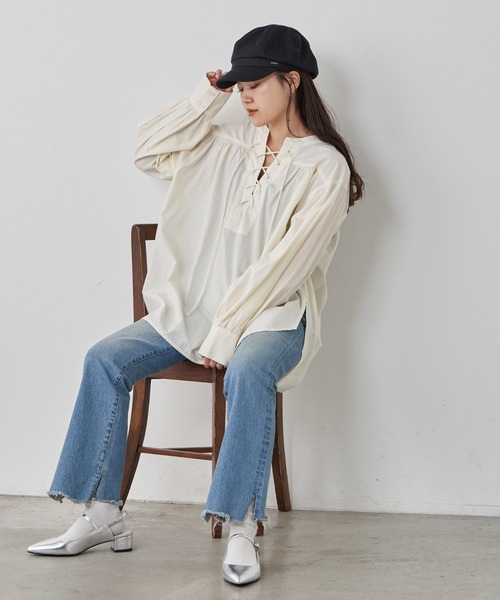 CIAOPANIC TYPY（チャオパニックティピー）の「【2025年S/S新作】プレート付きキャスケット（キャスケット・レディース・ブラック/ベージュ・ONE SIZE）」の10枚目の写真