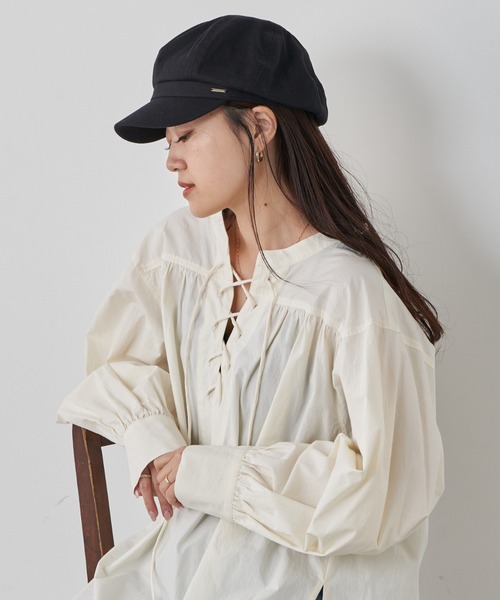 CIAOPANIC TYPY（チャオパニックティピー）の「【2025年S/S新作】プレート付きキャスケット（キャスケット・レディース・ブラック/ベージュ・ONE SIZE）」の14枚目の写真