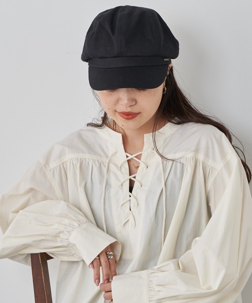 CIAOPANIC TYPY（チャオパニックティピー）の「【2025年S/S新作】プレート付きキャスケット（キャスケット・レディース・ブラック/ベージュ・ONE SIZE）」の12枚目の写真