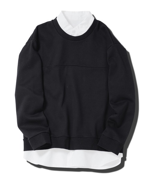 レイヤードスタイル トレーナー・スウェット ブラックゆ jiggys shop（ジギーズショップ）の「フェイクレイヤード クルーネック