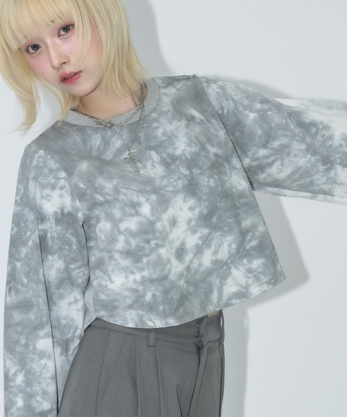 17HR(セブンティーンアワーズ)の「タイダイクロップドロンT(Tシャツ/カットソー・レディース・グレー/ダークブルー・FREE)」の12枚目の写真