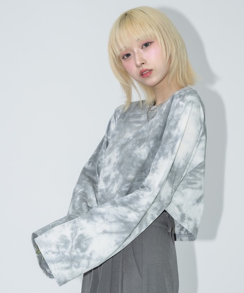 17HR(セブンティーンアワーズ)の「タイダイクロップドロンT(Tシャツ/カットソー・レディース・グレー/ダークブルー・FREE)」の19枚目の写真
