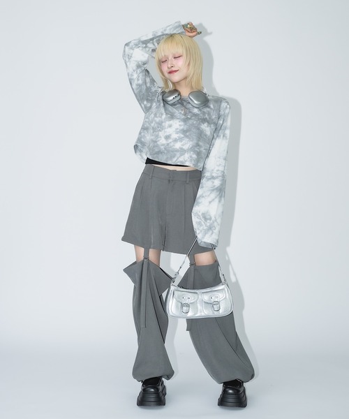 17HR(セブンティーンアワーズ)の「タイダイクロップドロンT(Tシャツ/カットソー・レディース・グレー/ダークブルー・FREE)」の15枚目の写真