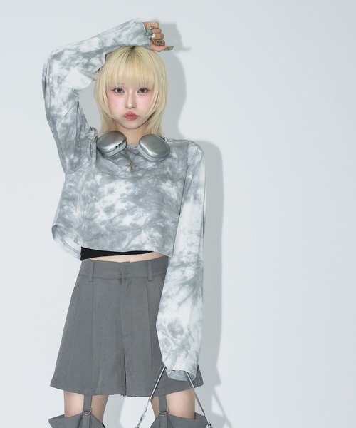 17HR(セブンティーンアワーズ)の「タイダイクロップドロンT(Tシャツ/カットソー・レディース・グレー/ダークブルー・FREE)」の11枚目の写真