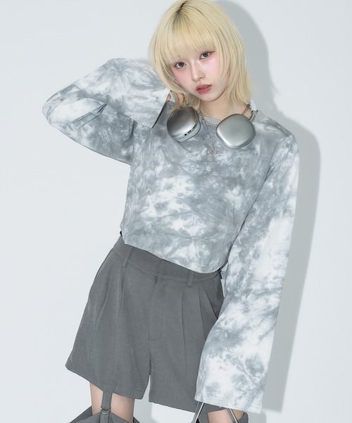 17HR(セブンティーンアワーズ)の「タイダイクロップドロンT(Tシャツ/カットソー・レディース・グレー/ダークブルー・FREE)」の13枚目の写真