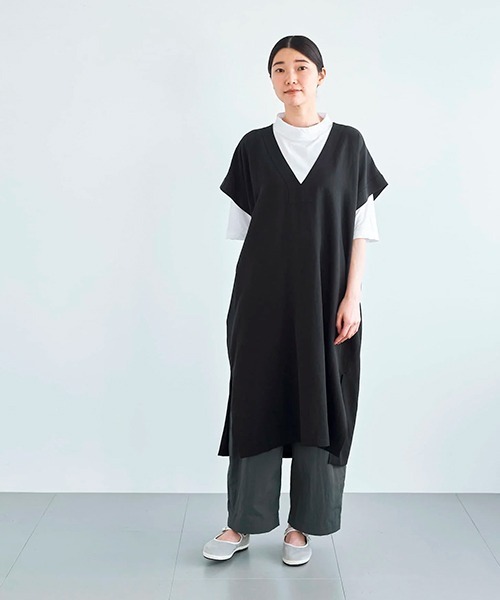 ARMEN 麻チュニックワンピース　2 楽天市場】【残りブラック×ベージュのみ】ニット チュニック
