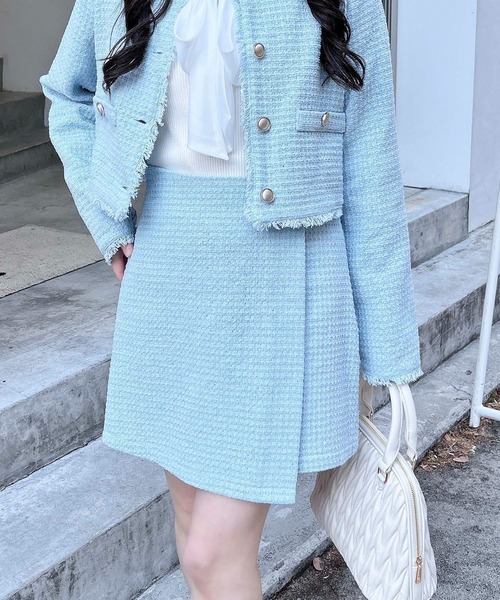 INGNI（イング）の「ツイードラップスカパン／B(セットアップ対応)（スカート・レディース・ブラック/サックスブルー/オフホワイト・FREE）」の3枚目の写真