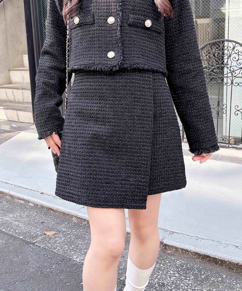 INGNI（イング）の「ツイードラップスカパン／B(セットアップ対応)（スカート・レディース・ブラック/サックスブルー/オフホワイト・FREE）」の2枚目の写真