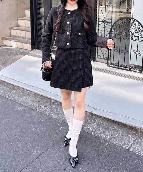 INGNI（イング）の「ツイードラップスカパン／B(セットアップ対応)（スカート・レディース・ブラック/サックスブルー/オフホワイト・FREE）」の14枚目の写真