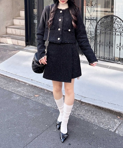 INGNI（イング）の「ツイードラップスカパン／B(セットアップ対応)（スカート・レディース・ブラック/サックスブルー/オフホワイト・FREE）」の15枚目の写真