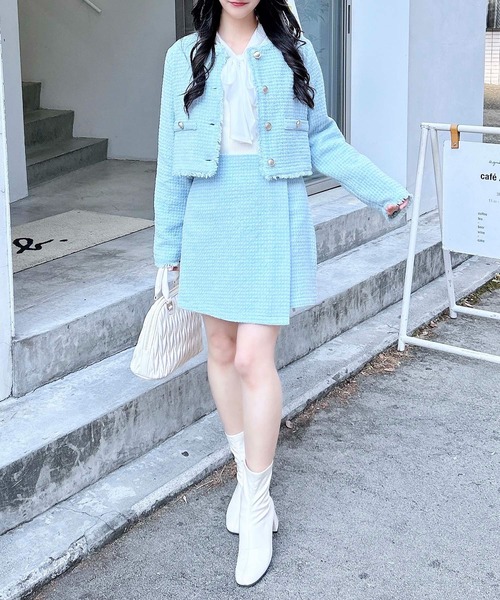 INGNI（イング）の「ツイードラップスカパン／B(セットアップ対応)（スカート・レディース・ブラック/サックスブルー/オフホワイト・FREE）」の18枚目の写真