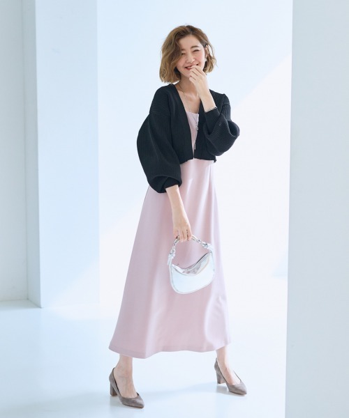 SMILE LAND（スマイルランド）の「＜大きいサイズ＞ハイウエスト切替キャミワンピース【OtonaSMILE】（ワンピース・レディース・ブラック/ピンク・L/LL/3L/4L/5L）」の7枚目の写真