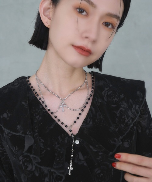 HARE（ハレ）の「ロザリオデザイン2Pセットネックレス(HARE)（ネックレス・レディース・ブラック・FREE）」の5枚目の写真