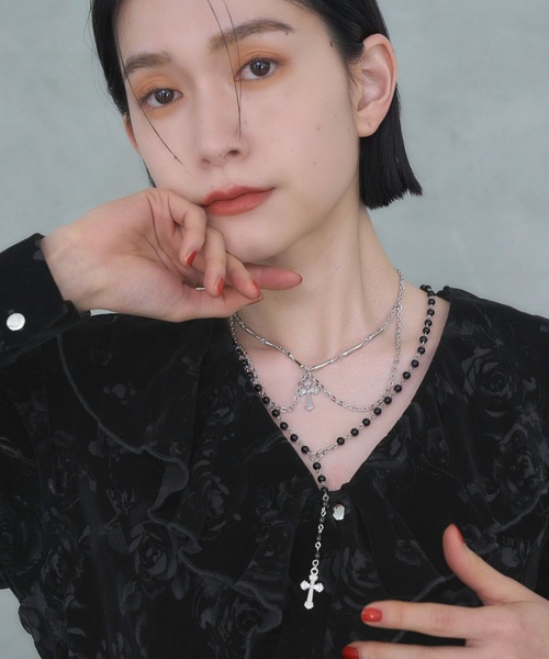 HARE（ハレ）の「ロザリオデザイン2Pセットネックレス(HARE)（ネックレス・レディース・ブラック・FREE）」の6枚目の写真