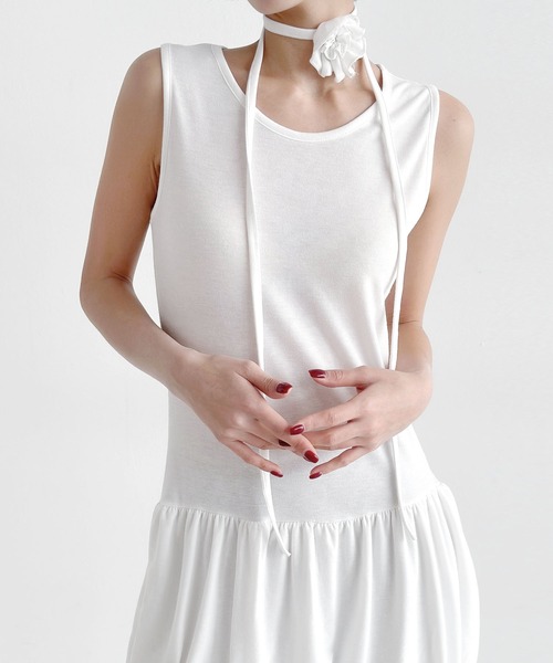 minsobi（ミンソビ）の「ノースリーブバルーンスカートOP（ワンピース・レディース・ブラック/ホワイト/モカ・FREE）」の2枚目の写真