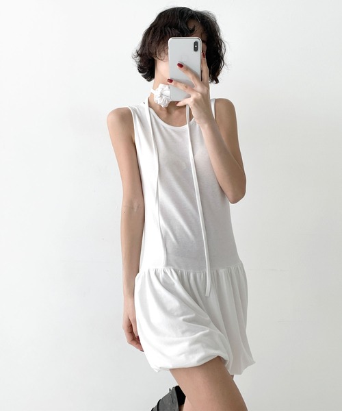 minsobi（ミンソビ）の「ノースリーブバルーンスカートOP（ワンピース・レディース・ブラック/ホワイト/モカ・FREE）」の15枚目の写真