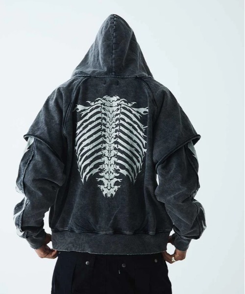 SUPPLIER/サプライヤー/Fire Bones Layered Slev Zip Hoodie（パーカー 