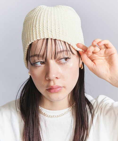 BEAUTY&YOUTH UNITED ARROWS(ビューティーアンドユースユナイテッドアローズ)の「コットン メッシュ ニットキャップ(ニットキャップ/ビーニー・レディース・ブラック/オフホワイト・FREE)」の3枚目の写真