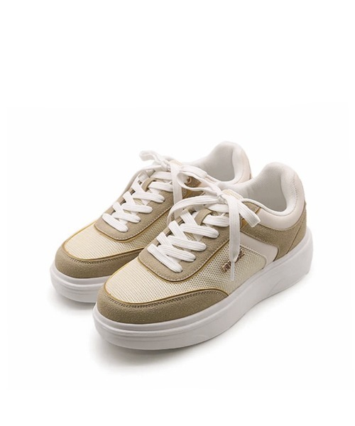 セール】moz(モズ) 厚底 メタルロゴ レースアップスニーカー