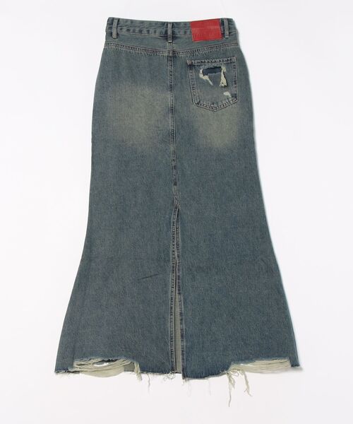 aimoha（アイモハ）の「【aimoha】フリンジヘムフレアデニムスカート（デニムスカート・レディース・ブルー・SMALL/MEDIUM/LARGE/X-LARGE）」の2枚目の写真