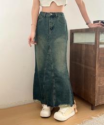 aimoha | 【aimoha】フリンジヘムフレアデニムスカート(デニムスカート)