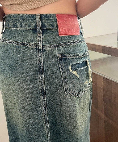 aimoha（アイモハ）の「【aimoha】フリンジヘムフレアデニムスカート（デニムスカート・レディース・ブルー・SMALL/MEDIUM/LARGE/X-LARGE）」の16枚目の写真