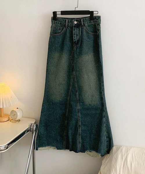 aimoha（アイモハ）の「【aimoha】フリンジヘムフレアデニムスカート（デニムスカート・レディース・ブルー・SMALL/MEDIUM/LARGE/X-LARGE）」の12枚目の写真