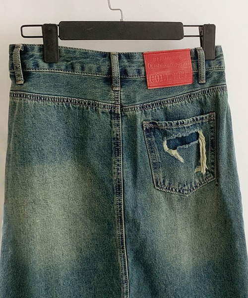 aimoha（アイモハ）の「【aimoha】フリンジヘムフレアデニムスカート（デニムスカート・レディース・ブルー・SMALL/MEDIUM/LARGE/X-LARGE）」の4枚目の写真