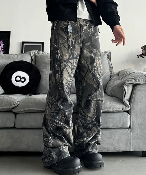 REALTREE ワイドパンツ カモフラ柄ミリタリーワイドパンツ/リアルツリー柄/迷彩