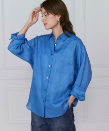 美品 イネド INED 2024 半袖リネンブラウス 定価2.4万 シャツ セール】 《大きいサイズ》リネンオーバーブラウス （シャツ