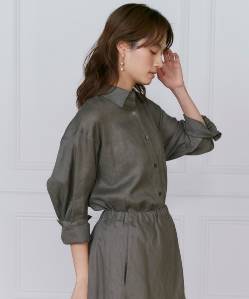 美品 プラージュ ラミーレギュラーシャツ ブラウン リネン 追加》RAMIE LYOCELL WIDE シャツ(505922702) | プラージュ