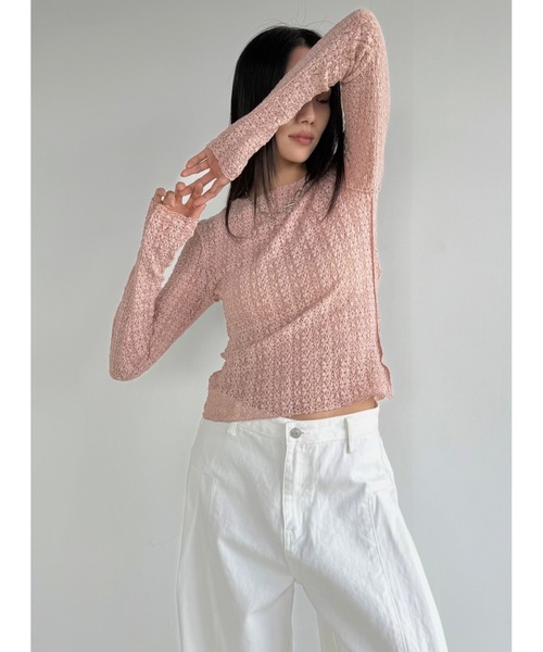 Didot.showroom（ディドット ショールーム）の「【DIDOT.】フラワーレースメロウTEE（Tシャツ/カットソー・レディース・ホワイト/クリーム/ブラック/スカイブルー/ピンクベージュ・FREE）」の5枚目の写真