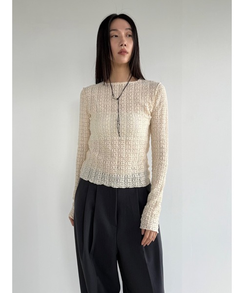 Didot.showroom（ディドット ショールーム）の「【DIDOT.】フラワーレースメロウTEE（Tシャツ/カットソー・レディース・ホワイト/クリーム/ブラック/スカイブルー/ピンクベージュ・FREE）」の17枚目の写真