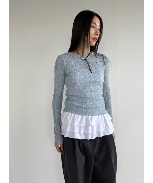 Didot.showroom（ディドット ショールーム）の「【DIDOT.】フラワーレースメロウTEE（Tシャツ/カットソー・レディース・ホワイト/クリーム/ブラック/スカイブルー/ピンクベージュ・FREE）」の19枚目の写真