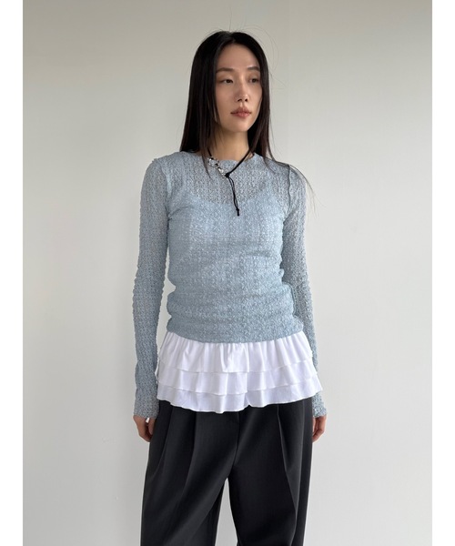 tシャツ 「DIDOT.」フラワーレースシアーメロウTEE レディース DIDOT.】フラワーレースメロウTEE（Tシャツ/カットソー）｜Didot