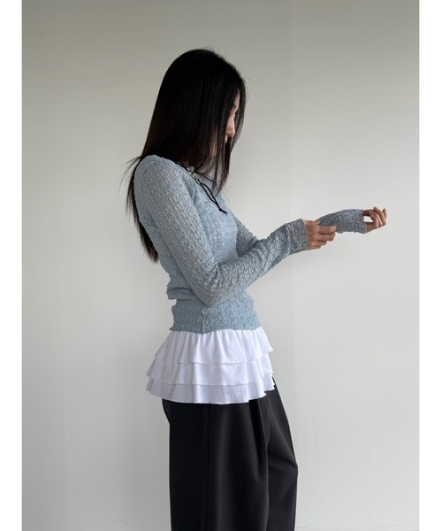Didot.showroom（ディドット ショールーム）の「【DIDOT.】フラワーレースメロウTEE（Tシャツ/カットソー・レディース・ホワイト/クリーム/ブラック/スカイブルー/ピンクベージュ・FREE）」の21枚目の写真