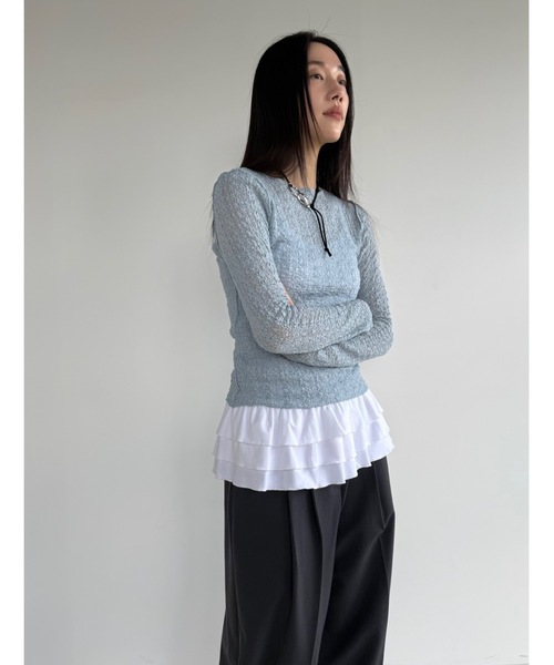 Didot.showroom（ディドット ショールーム）の「【DIDOT.】フラワーレースメロウTEE（Tシャツ/カットソー・レディース・ホワイト/クリーム/ブラック/スカイブルー/ピンクベージュ・FREE）」の22枚目の写真
