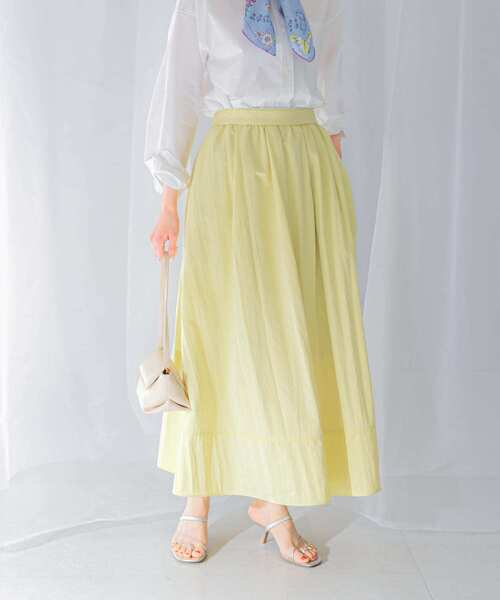 URBAN RESEARCH ROSSO WOMEN（アーバンリサーチ　ロッソ）の「スリットギャザースカート（スカート・レディース・ライトブルー/ホワイト/グリーン・FREE）」の2枚目の写真