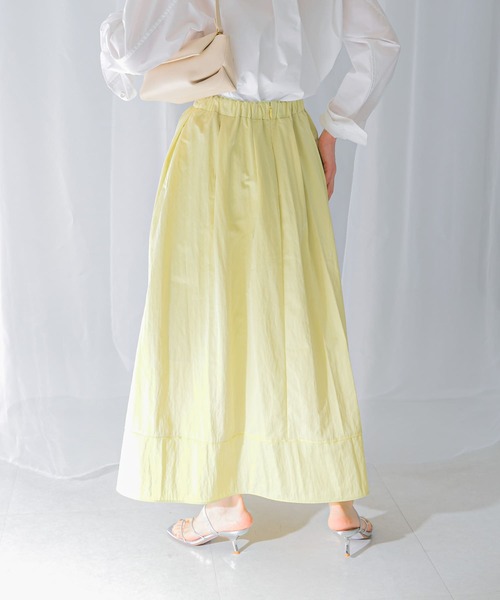 URBAN RESEARCH ROSSO WOMEN（アーバンリサーチ　ロッソ）の「スリットギャザースカート（スカート・レディース・ライトブルー/ホワイト/グリーン・FREE）」の6枚目の写真