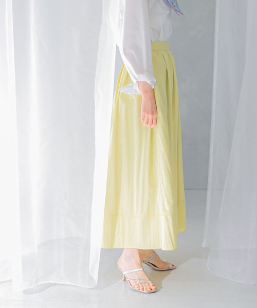 URBAN RESEARCH ROSSO WOMEN（アーバンリサーチ　ロッソ）の「スリットギャザースカート（スカート・レディース・ライトブルー/ホワイト/グリーン・FREE）」の7枚目の写真