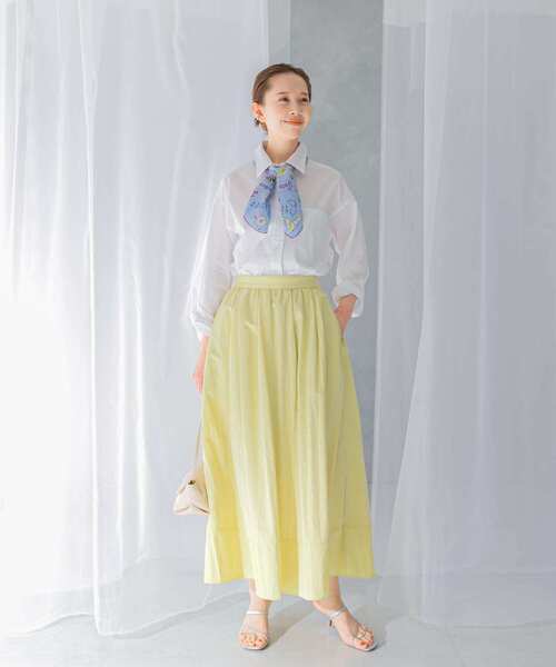 URBAN RESEARCH ROSSO WOMEN（アーバンリサーチ　ロッソ）の「スリットギャザースカート（スカート・レディース・ライトブルー/ホワイト/グリーン・FREE）」の8枚目の写真