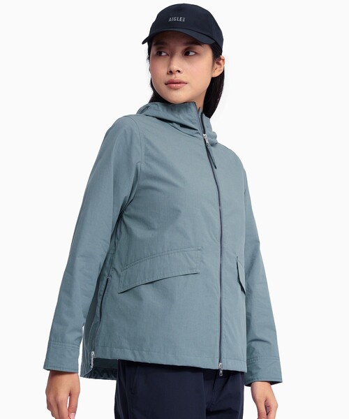 AIGLE(エーグル)の「UPF40 UVカット オーガニックコットン フーデッドジャケット(マウンテンパーカー・レディース・ダークブルー/ダークグリーン/オフホワイト・36/40/38)」の17枚目の写真